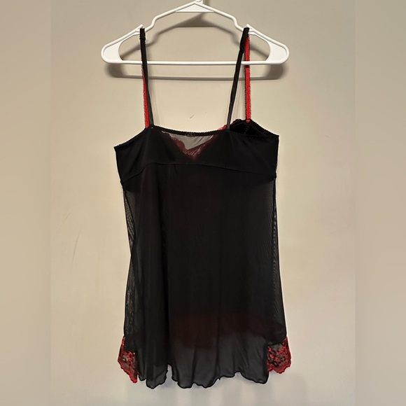 Vintage Y2K Black and Red Lace Chemise Medium - Picture 5 of 5